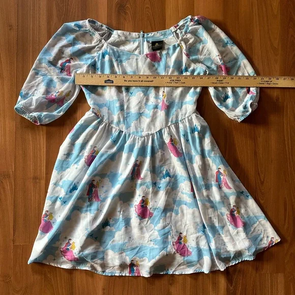 Like New Disney Sleeping Beauty Clouds Long-Sleeve Dress Hot Topic Sz S 🩵 - Picture 3 of 10